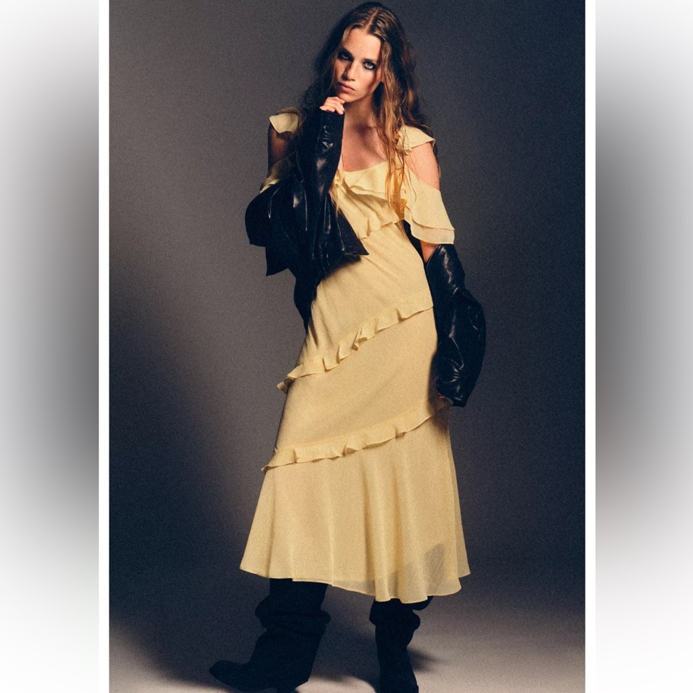 ZARA RUFFLED COMBINATION DRESS - Picture 3 of 16
